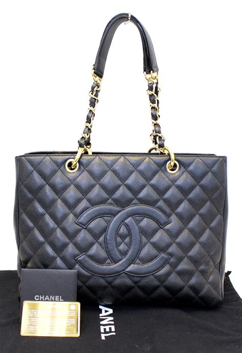 chanel black leather tote bag